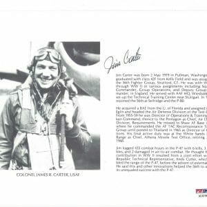 JAMES CARTER SIGNED 8X10 (D) PSA DNA AC42169 WWII ACE 6 KILLS 56th FG
