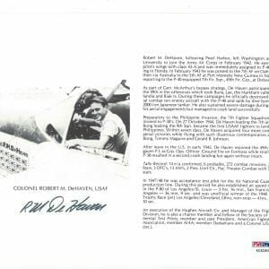 ROBERT DEHAVEN SIGNED 8X10 (D) PSA DNA AC42263 WWII ACE 14 KILLS