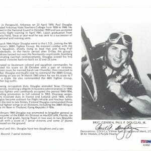 PAUL DOUGLAS SIGNED 8X10 (D) PSA DNA AC42527 WWII ACE 7 KILLS
