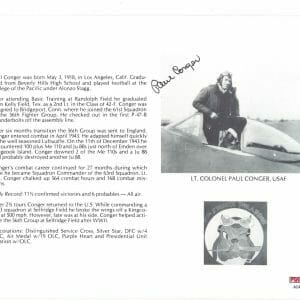 PAUL CONGER SIGNED 8X10 (D) PSA DNA AC42215 WWII ACE 11.5 KILLS