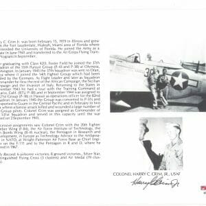 HARRY CRIM JR SIGNED 8X10 (D) PSA DNA AC42237 WWII ACE 6 KILLS