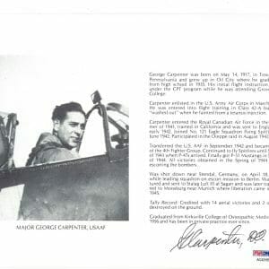 GEORGE CARPENTER SIGNED 8X10 (D) PSA DNA AC42165 WWII ACE 14 KILLS