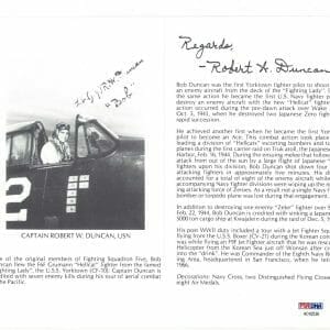 ROBERT DUNCAN SIGNED 8X10 (D) PSA DNA AC42536 WWII ACE 7 KILLS