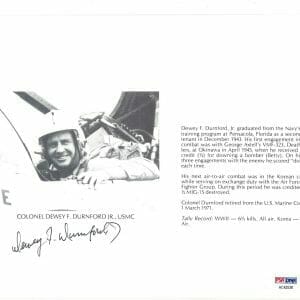 DEWEY DURNFORD SIGNED 8X10 PSA DNA AC42538 (D) WWII WAR ACE 6 1/3 KILLS USMC