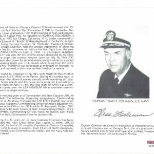 THAD COLEMAN SIGNED 8X10 (D) PSA DNA AC42197 WWII ACE 8 KILLS