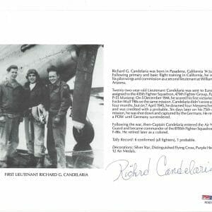 RICHARD CANDELARIA SIGNED 8X10 PSA DNA AC42163 P-51 WWII ACE 6 KILLS