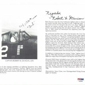 ROBERT DUNCAN SIGNED 8X10 (D) PSA DNA AC42537 WWII ACE 7 KILLS