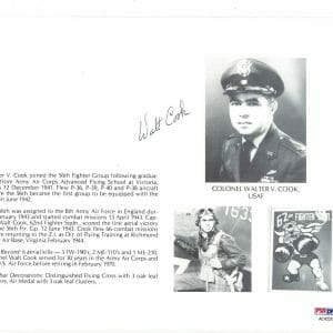 WALTER COOK SIGNED 8X10 (D) PSA DNA AC42219 WWII ACE 6 KILLS