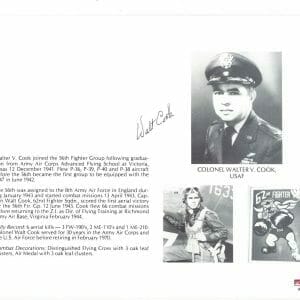 WALTER COOK SIGNED 8X10 (D) PSA DNA AC42218 WWII ACE 6 KILLS