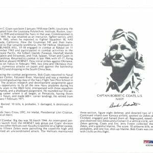 ROBERT COATS SIGNED 8X10 (D) PSA DNA AC42194 WWII ACE 10 KILLS
