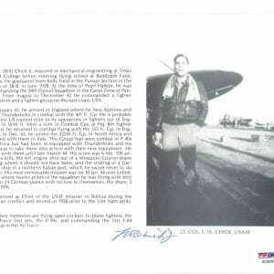 L.W. CHICK JR SIGNED 8X10 (D) PSA DNA AC42187 WWII ACE 6 KILLS