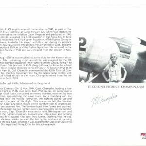 FREDRIC CHAMPLIN SIGNED 8X10 (D) PSA DNA AC42177 WWII ACE 9 KILLS