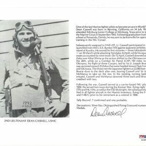 DEAN CASWELL SIGNED 8X10 PSA DNA AC42172 (D) WWII ACE 7 KILLS
