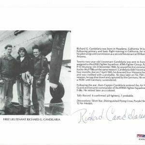 RICHARD CANDELARIA SIGNED 8X10 PSA DNA AC42161 P-51 WWII ACE 6 KILLS