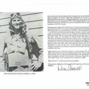 DEAN CASWELL SIGNED 8X10 PSA DNA AC42171 (D) WWII ACE 7 KILLS