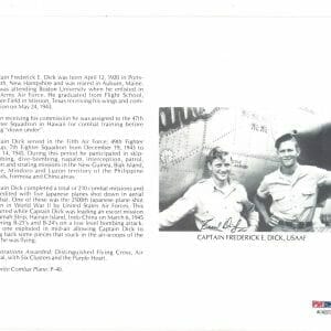 FREDERICK DICK SIGNED 8X10 (D) PSA DNA AC42277 WWII ACE 5 KILLS