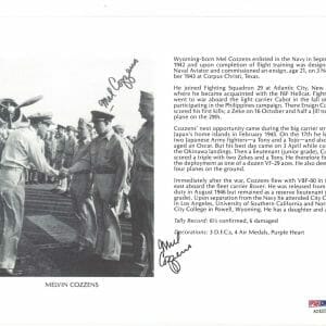 MELVIN COZZENS SIGNED 8X10 (D) PSA DNA AC42230 WWII ACE 6.5 KILLS