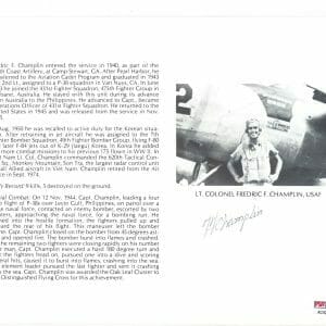 FREDRIC CHAMPLIN SIGNED 8X10 (D) PSA DNA AC42178 WWII ACE 9 KILLS