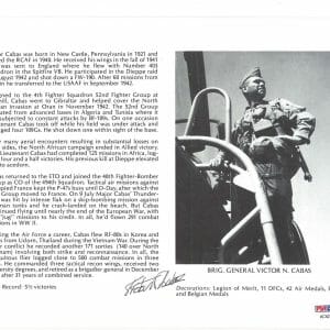 VICTOR CABAS SIGNED 8X10 (D) PSA DNA AC42157 WWII ACE 5.5 KILLS