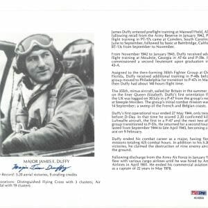 JAMES DUFFY SIGNED 8X10 PSA DNA AC42534 WWII ACE 5.2 KILLS