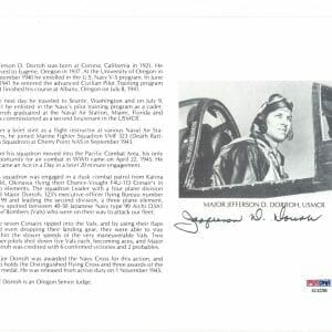 JEFFERSON DORROH SIGNED 8X10 (D) PSA DNA AC42286 WWII ACE 6 KILLS