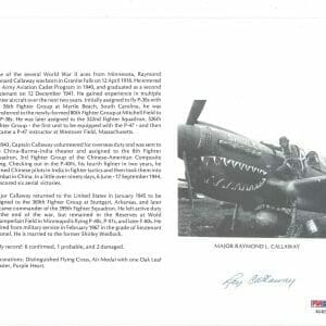 RAY CALLAWAY SIGNED 8X10 (D) PSA DNA AC42158 WWII ACE 6 KILLS