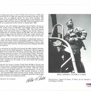 VICTOR CABAS SIGNED 8X10 (D) PSA DNA AC42156 WWII ACE 5.5 KILLS