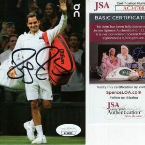ROGER FEDERER HAND SIGNED 4x6 COLOR PHOTO WAVING GOODBYE JSA