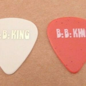 BB King Rare Vintage 1980's Block Letter Red White 2 Guitar Pick Lot Lucille