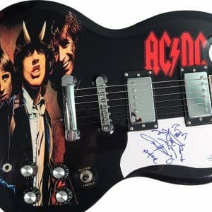 AC/DC Angus Young Signed w Sketch SG Custom Graphics Guitar UACC AFTAL RACC ACOA
