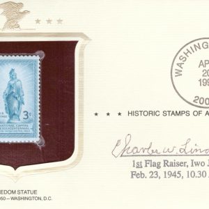 CHARLES W. LINDBERG Signed Autograph Cachet US Marines Iwo Jima JSA COA