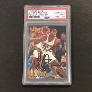 1996-97 Fleer #26 Antonio McDyess Signed Card PSA Slabbed Nuggets