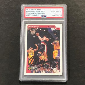 1997-98 Upper Deck #116 ARVYDAS SABONIS Signed Card AUTO 10 PSA Slabbed Trail Bl