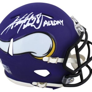 Vikings Adrian Peterson "All Day" Authentic Signed Speed Mini Helmet BAS Witness