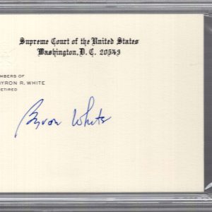 BYRON WHITE HAND SIGNED SUPREME COURT CHAMBERS CARD RARE JSA+PSA SLABBED
