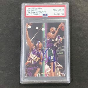 1995 Fleer #1 of 12 Vin Baker Signed Card AUTO 10 PSA/DNA Slabbed Bucks