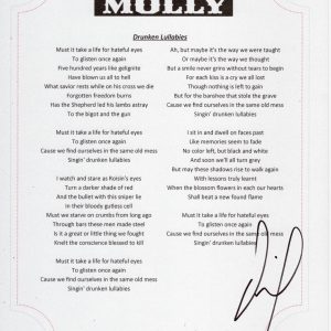 FLOGGING MOLLY DAVE KING SIGNED DRUNKEN LULLABIES LYRIC SHEET LEGEND