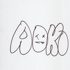 STEVE AOKI SIGNED SKETCH PAPER DRAWING OF HIS NAME