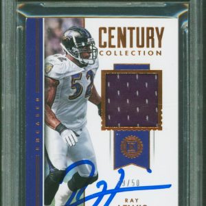 Ravens Ray Lewis Signed 2018 Panini Encased Century Mat #20 #39/50 Card BAS Slab