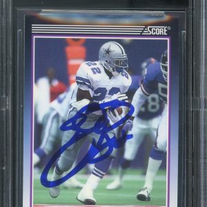 Cowboys Emmitt Smith Signed 1990 Score #101T RC Card Auto Graded 10! BAS Slabbed