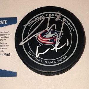 ZACH WERENSKI Signed Columbus BLUE JACKETS Official GAME Puck w/ Beckett COA BAS