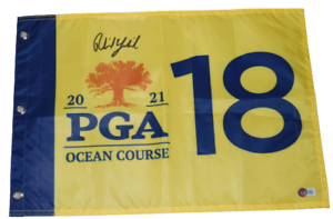 PHIL MICKELSON signed (2021 PGA CHAMPIONSHIP) Golf pin flag BECKETT BAS BG93723