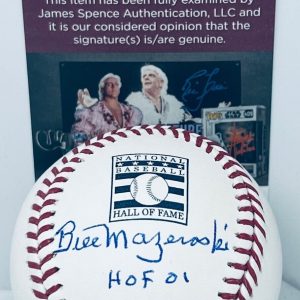 Bill Mazeroski Pirates signed HOF Logo Baseball Ball W/ HOF Inscription JSA