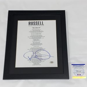 RUSSELL DICKERSON SIGNED FRAMED SHE LIKES IT LYRIC SHEET PROOF PSA COA