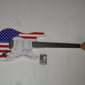 STEVE EARLE SIGNED USA FLAG ELECTRIC GUITAR AUTOGRAPHED LEGEND JSA COA