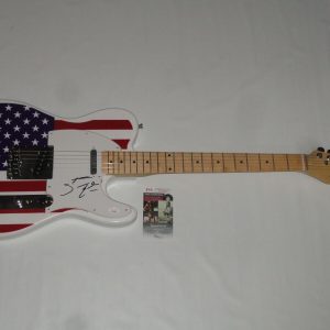 STEVE EARLE SIGNED USA FLAG ELECTRIC GUITAR AUTOGRAPHED LEGEND RARE JSA COA