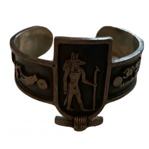 VIntage Sterling Scarab Cuff Bracelet Egyptian Revival Heavy 57.25 Grams B5
