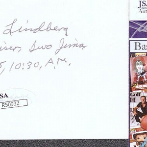 CHARLES W. LINDBERG Signed Autograph 3x5 Index Card JSA COA US Marines Iwo Jima