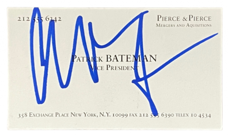 CHRISTIAN BALE SIGNED AMERICAN PSYCHO BATEMAN BUSINESS CARD AUTOGRAPH BECKETT