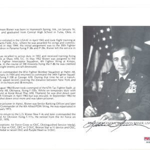 ROBINSON RISNER SIGNED 8X10 (D) PSA DNA AC42287 KOREAN WAR ACE 8 KILLS